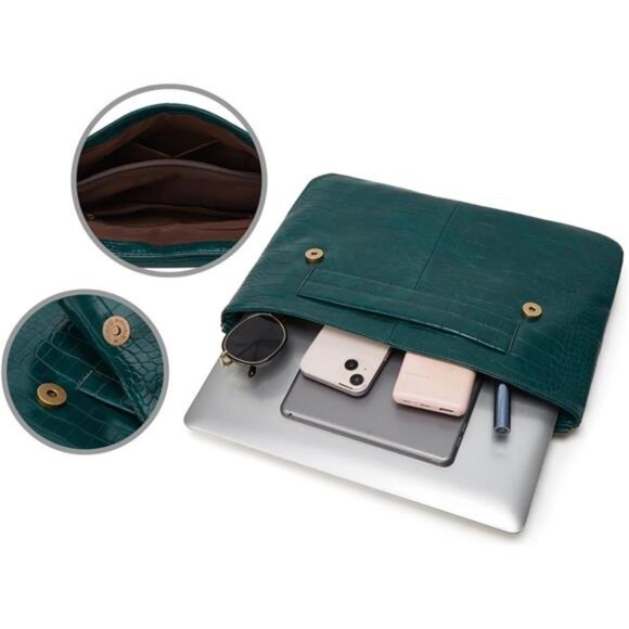 Women Classic Crocodile Pattern Faux Leather Clutch Green - Picture 2 of 6